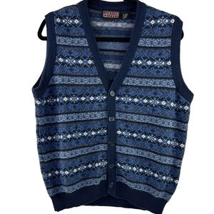 Jantzen Sport Women's Blue Patterned Button Down Vest